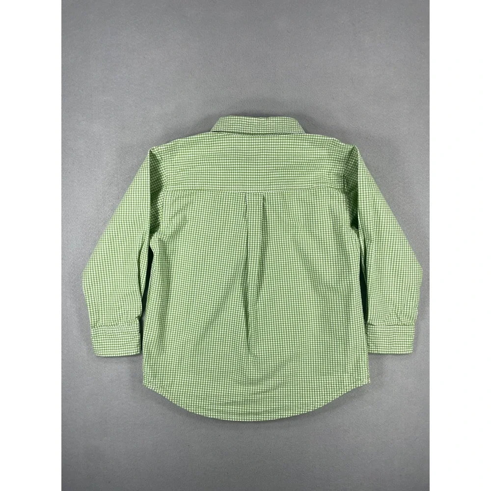 Gymboree Boys Green Gingham Long Sleeve Button Down Shirt 3T